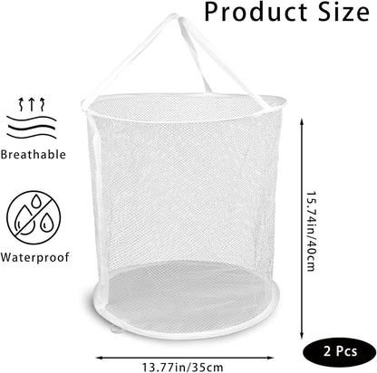 Foldable Laundry Basket with Handles, Portable Round Laundry Bag, - Image 2