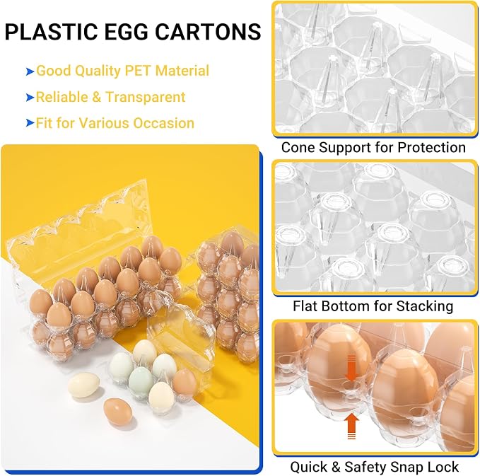 160 Pack Plastic Egg Cartons Cheap Bulk, 3x4 Grids Refrigerator Egg Trays - Image 3