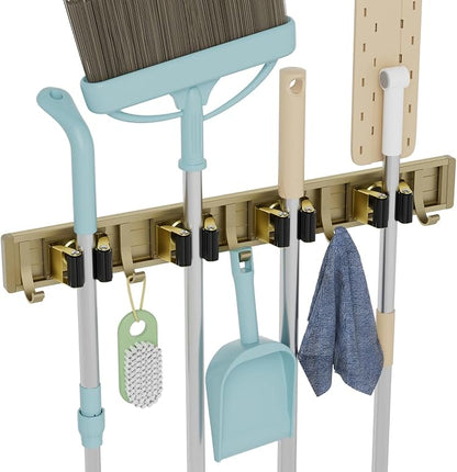 reliahom Broom Holder Wall Mount Mop Hanger Tools organizer 4Racks 5Hooks | by reliahom