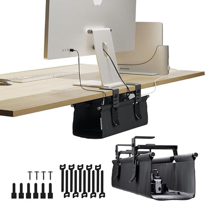 Ascrono Original No Drill Under Desk Cable Management Tray 14.1" by Ascrono