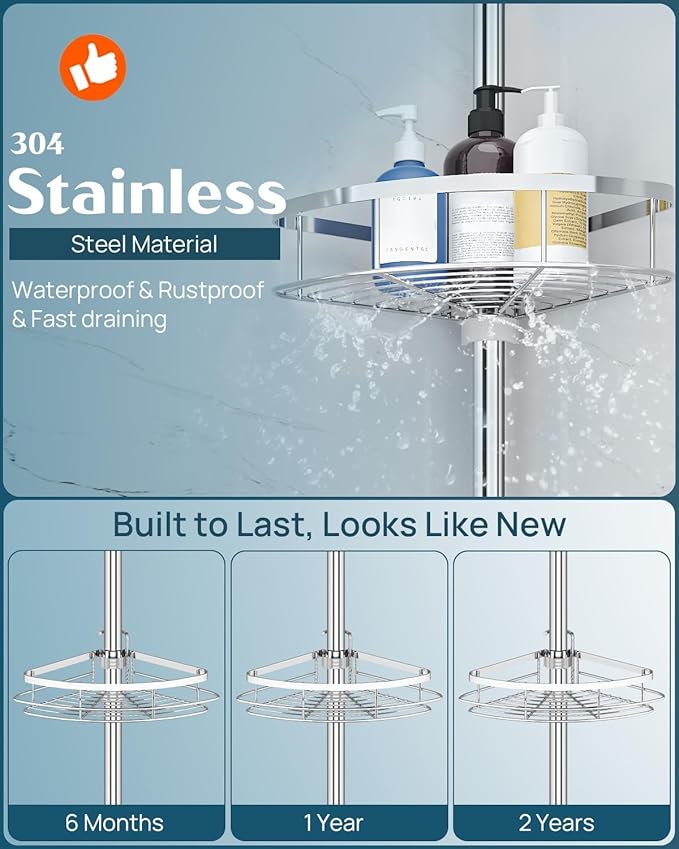 SEIRIONE Rustproof Shower Corner Caddy Organizer - Image 3