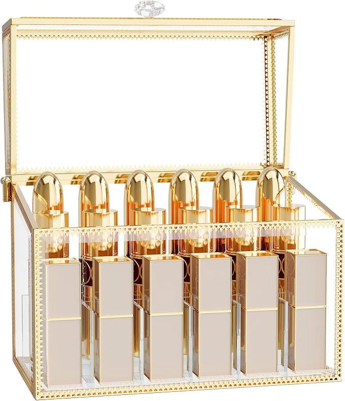 Lipstick Organizer, Luxury Tempered Glass Lipstick Holder & Nail Polish by Coralhouse