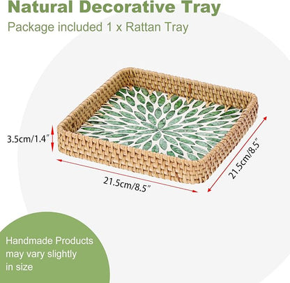 Woven Key Basket for Entryway Table Wicker Basket Tray Key Holder Decorative - Image 3