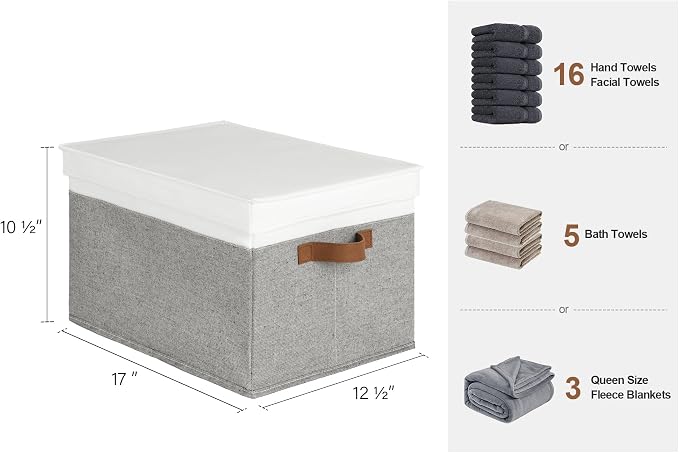 StorageWorks Storage Bins with Lids, Decorative Storage Boxes with Lid and PU - Image 2