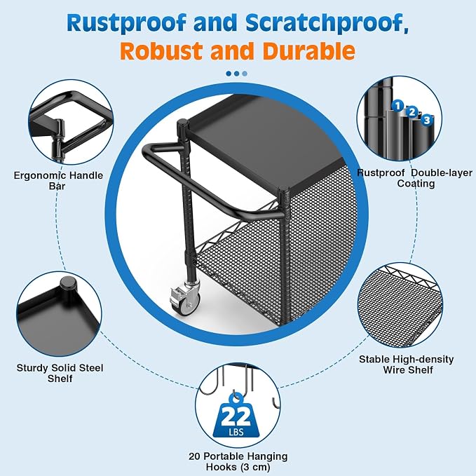 Leteuke 2 Tier Utility Cart - Image 6