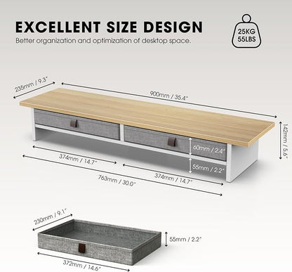 Fenge Monitor Stand with Drawer, 2 Tiers Dual Monitor Riser - Image 5