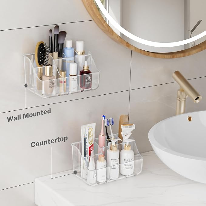 Clear Toothbrush Holders for Bathroom Organizers and Storage, Wall-Mounted - Image 3