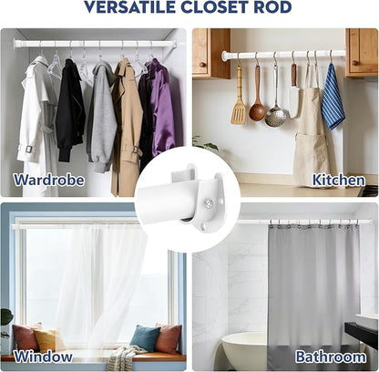Heavy Duty Closet Rod, Adjustable 17-74 in, 1.3" Diameter | White, Suitable - Image 7