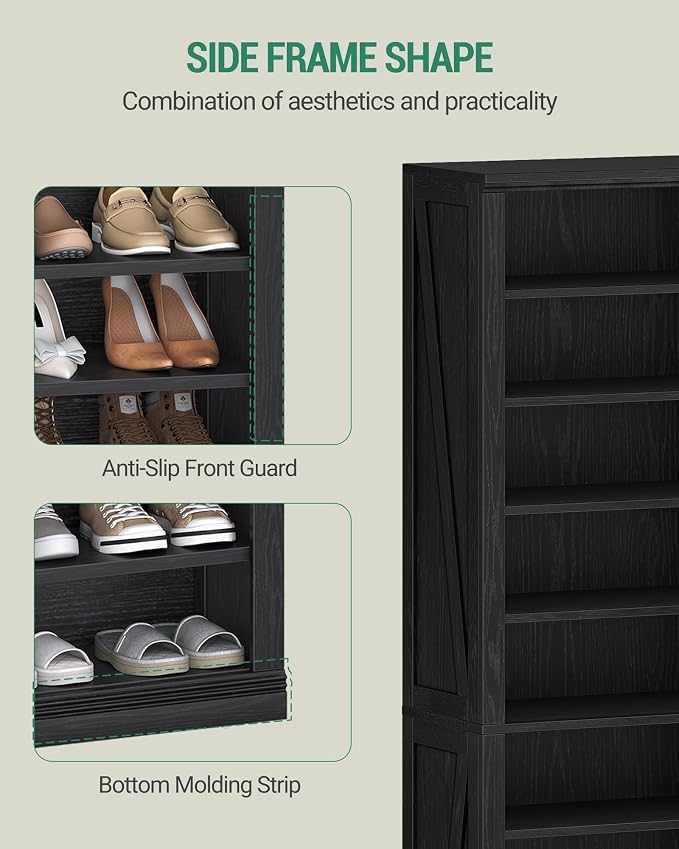 Hzuaneri Shoe Storage Cabinet, 10 Tiers Farmhouse Tall Shoe Cubby Organizer | - Image 5