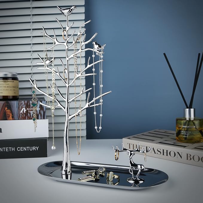 MORE&LESS Tree and Deer Jewelry Rack, - Image 2