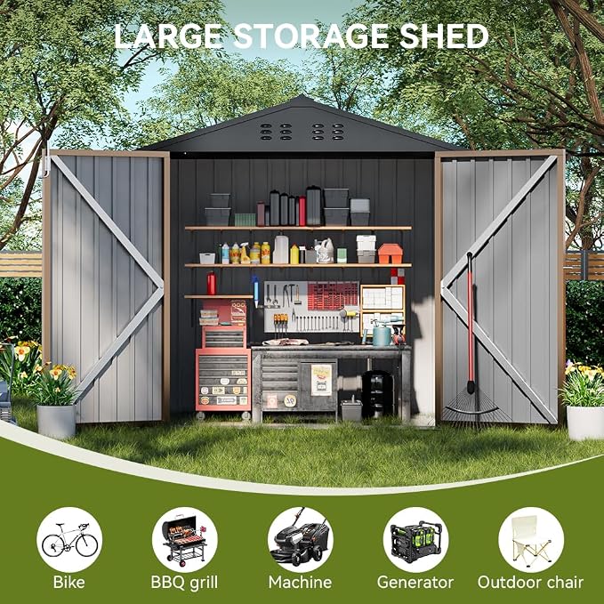 COMHOMA Shed Outdoor Storage Shed Metal, Lockable Doors Tool Sheds - Image 5