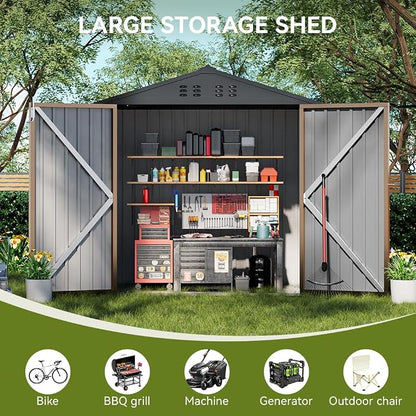 COMHOMA Shed Outdoor Storage Shed Metal, Lockable Doors Tool Sheds - Image 5