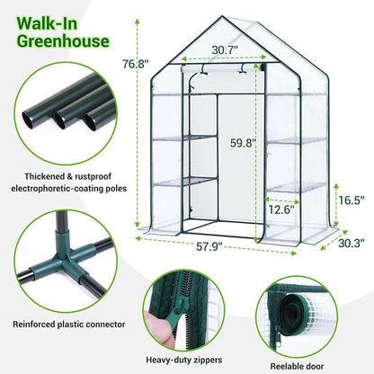 Ohuhu Small Greenhouse for Outdoors: 4 Tiers 6 Shelves Walk-in Indoor Green - Image 5