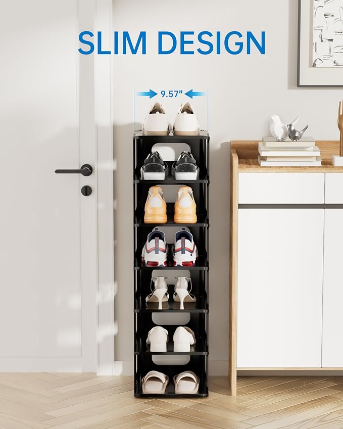 HAIXIN 7-Tier Narrow Vertical Shoe Rack, Skinny Shoe Tower - Image 3