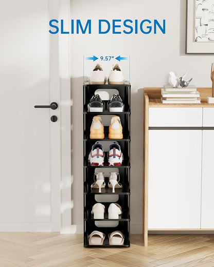 HAIXIN 14 Tier Vertical Black Shoe Rack - Image 5