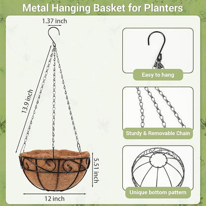 2 Pack 12 inch Metal Hanging Baskets - Image 2