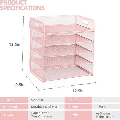 Sinboun Letter Tray Paper Organizer 5-Tier Desk Organizer File Organizer Paper - Image 2