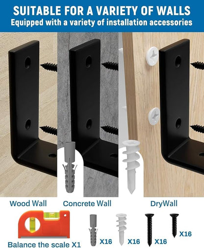 LEOPO 10 inch Shelf Brackets 8-Pack, 1/5 inch Thick Heavy Duty Industrial - Image 6