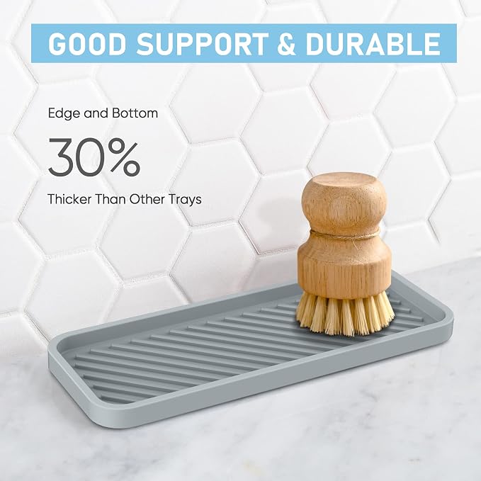 EG-SIPRO Kitchen Sink Organizer Tray, 2 Pack Silicone Sponge Holder - Image 4
