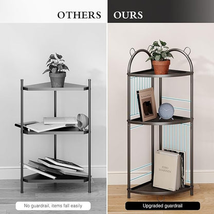 Corner Bathroom Shelf Metal Short Corner Stand Shelf Black Small Bathroom - Image 4