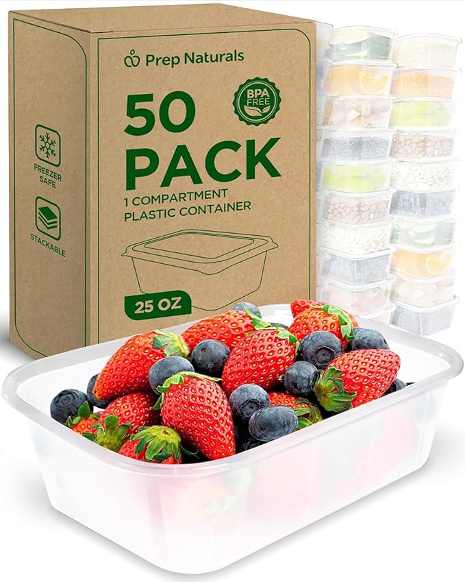 Prep Naturals 50 Pack Meal Prep Containers Reusable | BPA-Free Meal Prep by Prep+Naturals