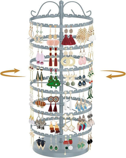 MODOWEY 6 Tier Rotating Earring Holder Organizer Stand, Adjustable Metal by MODOWEY