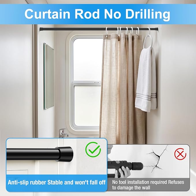 1 Pack Spring Loaded Tension Rod 17-29" Adjustable Curtain Rods No Drill - Image 5