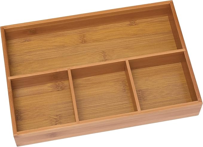 Lipper International 824, Bamboo Wood 4-Compartment Organizer Tray, 11 5/8" x 7 by LipperInternational