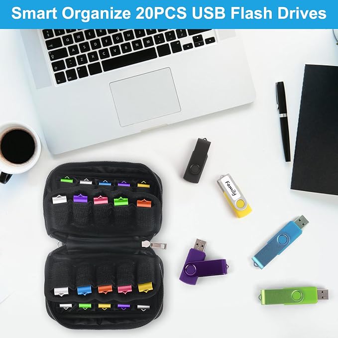 Flash Drive Case 20 Slots Thumb Drive USB Storage Case, Portable Electronic - Image 2