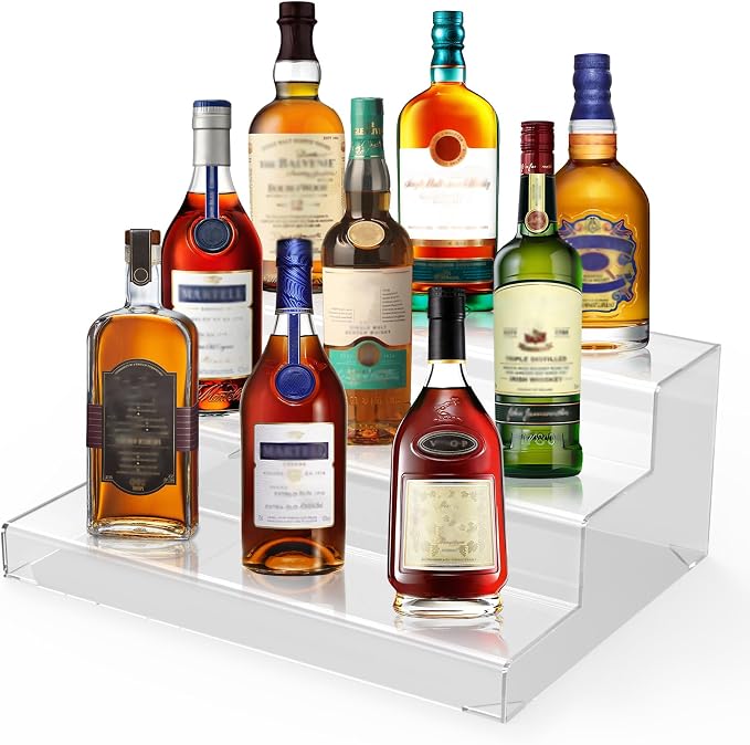 CHONOVO 3 Tier Liquor Bottle Display Shelf, Countertop Organizer by CHONOVO