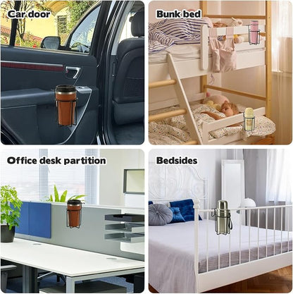 2 Pcs Cup Holder for Bed, 3.3" Diameter Metal Bedside Drink Holder Water Bottle - Image 6