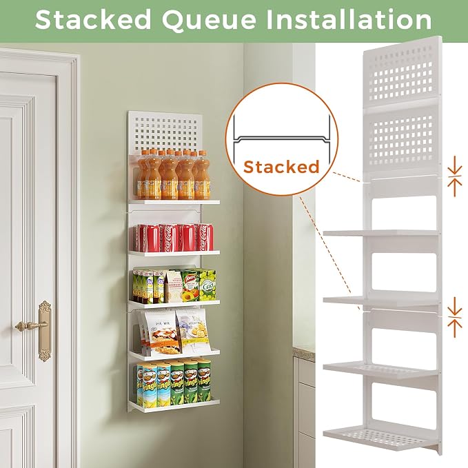 2-Tier Folding Metal Wall Shelf | Wall Mounted Stackable Floating Shelves | - Image 6