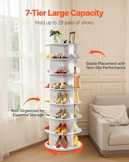 VEVOR 7 Tiers Rotating Shoe Rack Tower, 360° Spinning Shoe Rack, Revolving - Image 5