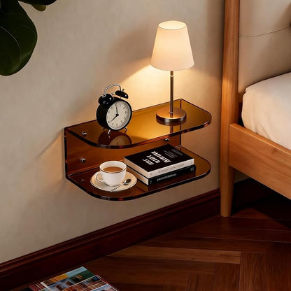 Acrylic Floating Nightstand, Wall Mounted Bedside Table Shelf - Image 8