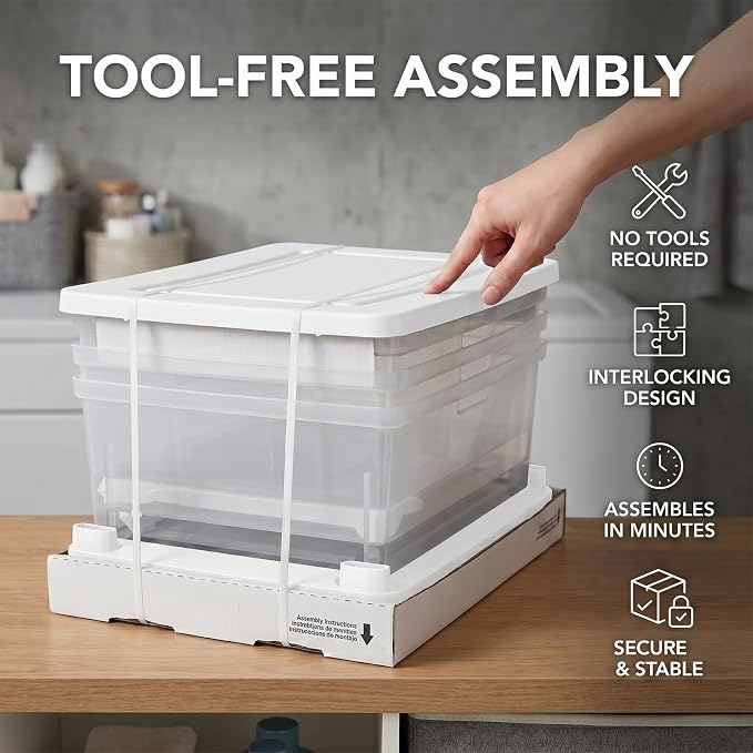 3 Drawer Storage Tower, Wide Plastic Floor Organizer - Image 6
