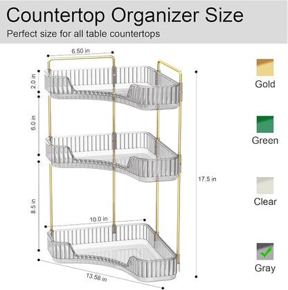 GTI 3-Tier Corner Bathroom Counter Organizer, Large Capacity Makeup Organizer - Image 3