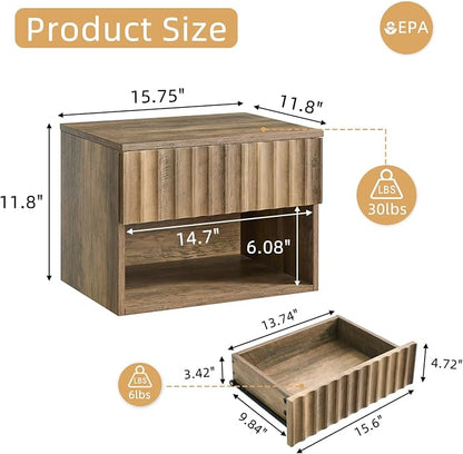 Floating Nightstand with Fluted Drawer - Image 2