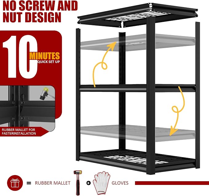 Garage Shelving Heavy Duty 3-Tier Storage Shelves Metal Shelving 2000LBS Garage - Image 4