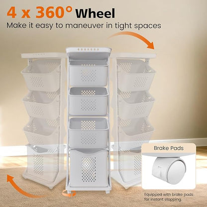 BAOKALER 4-Tier Laundry Hamper Sorter, Vertical Rolling Laundry Baskets - Image 5