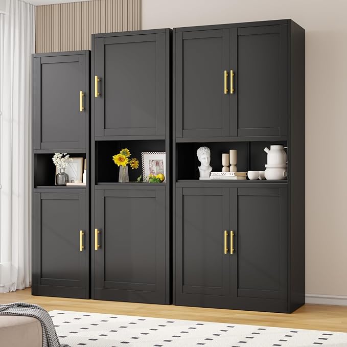 Tall Metal Narrow Bathroom Storage Cabinet 67" H, Tall Black Pantry Cabinets - Image 9