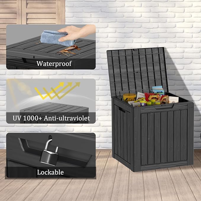 35 Gallon Resin Deck Box, Waterproof Outdoor Storage Box - Image 5