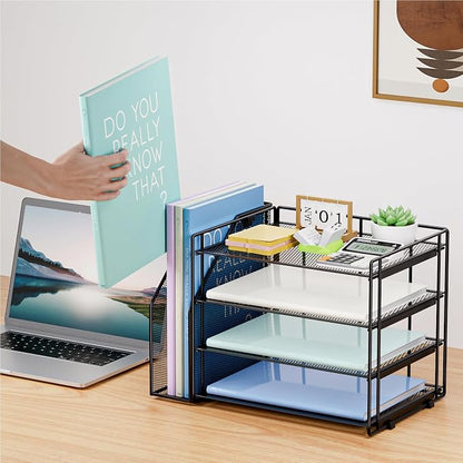 Marbrasse Desk Organizer and Accessories，4-Tier Paper Letter Tray Organizer - Image 5
