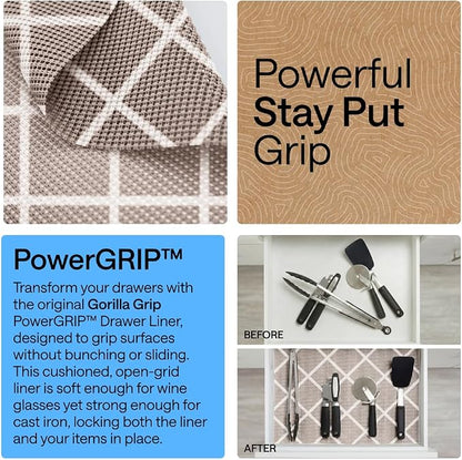 GORILLA GRIP powerGRIP Drawer Shelf and Cabinet Liner, Thick Strong Hold - Image 3