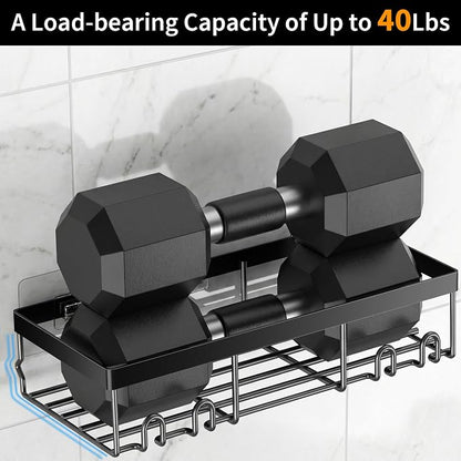 Moforoco Shower Caddy Shelf Organizer Rack, Self Adhesive Black Bathroom - Image 3
