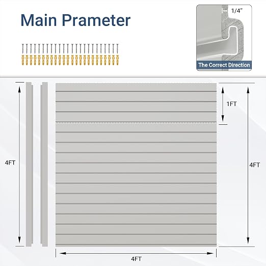 Slatwall Panel 4 FT x 4 FT, Interlocking Slat Wall Paneling, Wall Mounted PVC - Image 2