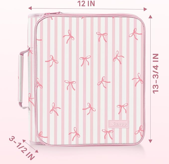 SUNEE Zippered Binder Bag with Handle, 2-Inch 3-Ring O-Ring, 500-Sheet Capacity - Image 6