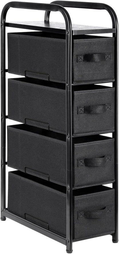 MAX Houser 4 Drawer Narrow Dresser Fabric Storage Tower Vertical Slim Storage by MAXHouser