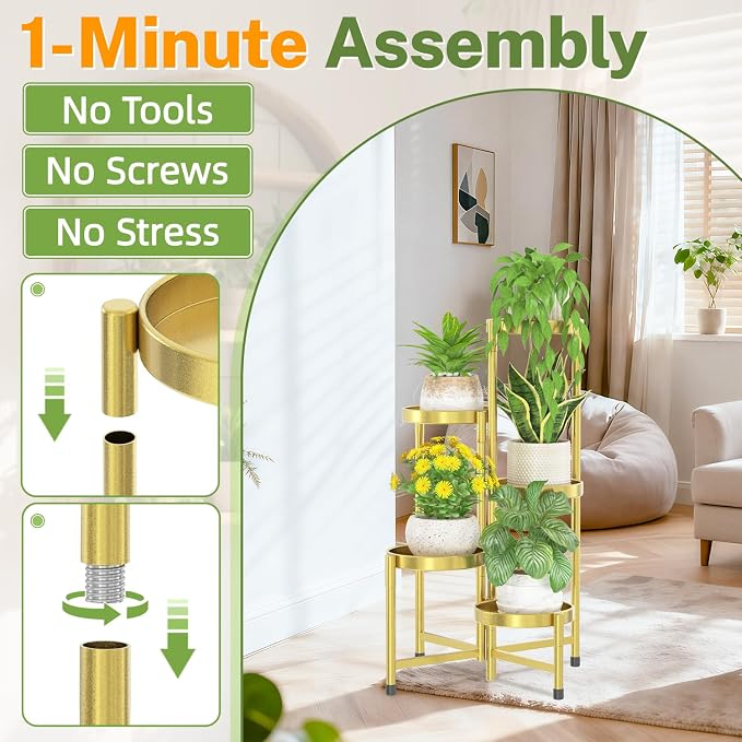 iDavosic.ly Plant Stand Indoor Outdoor, 5 Tier Corner Metal Flower Display - Image 2