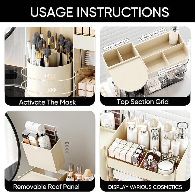 Makeup Organizer, Rotating Cosmetic Storage Organizer - Image 4