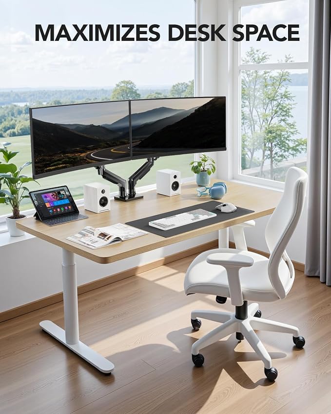 HUANUO Dual Monitor Stand, Fully Adjustable Monitor Desk Mount - Image 7